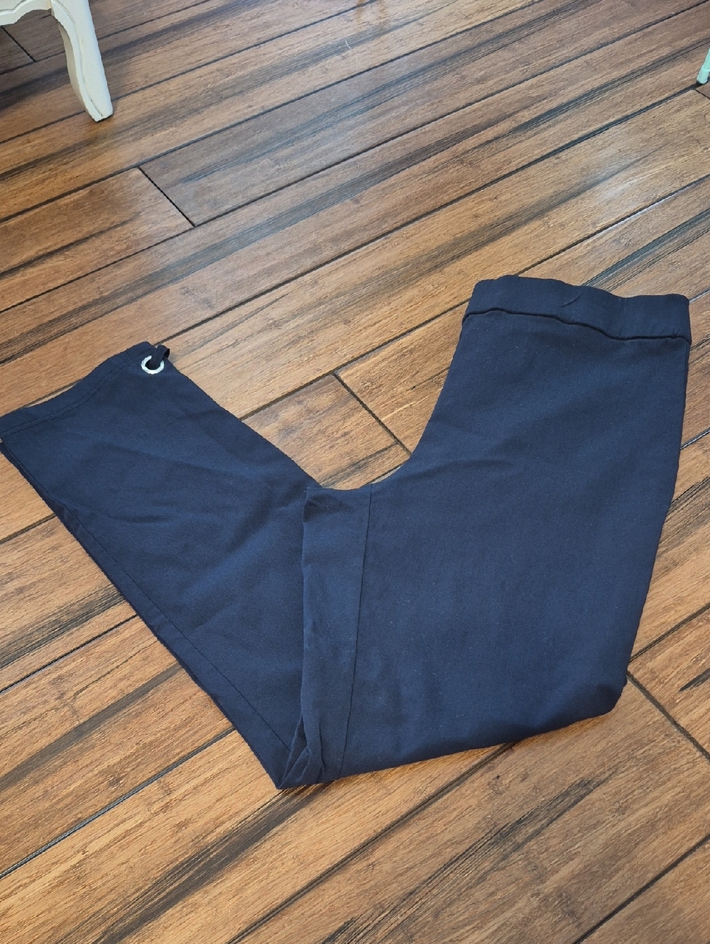 EMALINE Navy Blue Pull On Ankle Trousers
